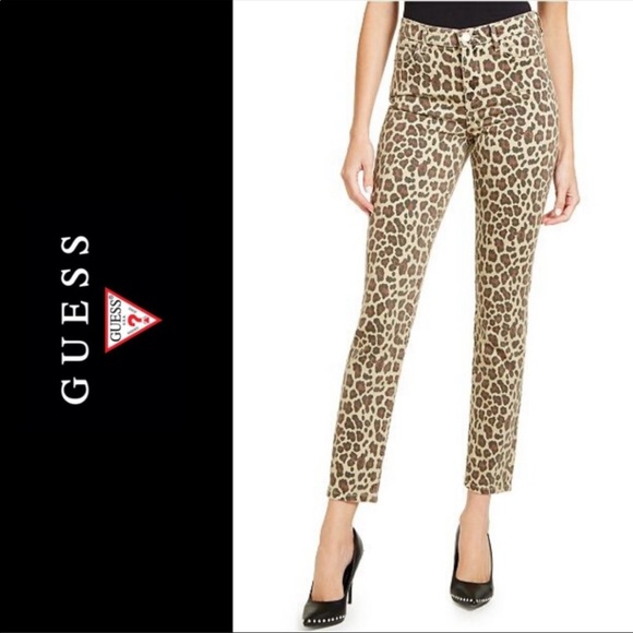Guess | Animal Print High Rise Jeans NWOT - Picture 1 of 12